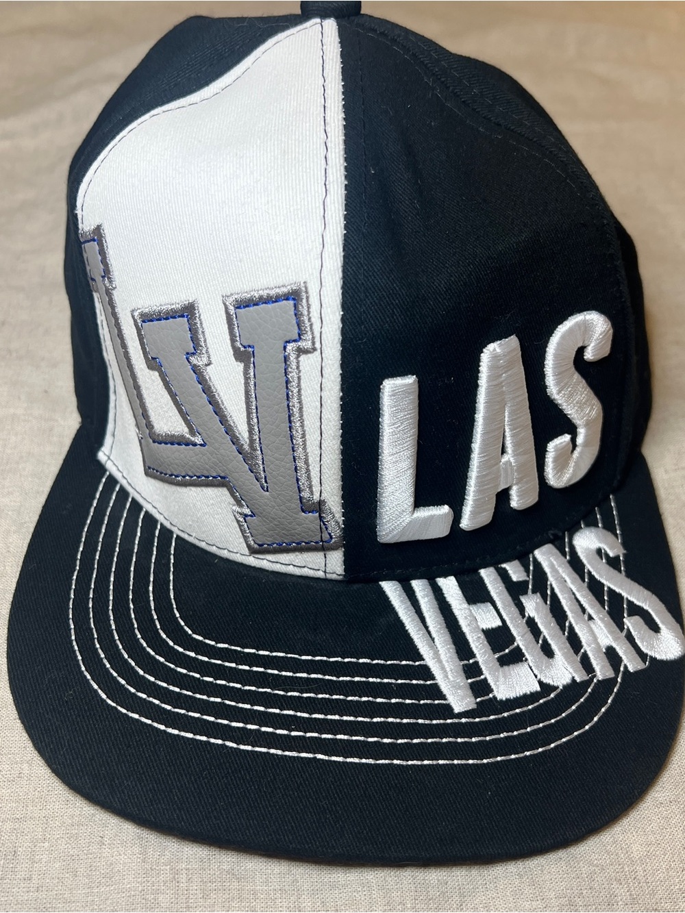 ZION Las Vegas Snapback Hat Black White 3D Embroidered LV Y2K Streetwear Cap